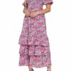 Clothing * | Free The Roses Floral Print Maxi Dress Pink Multi