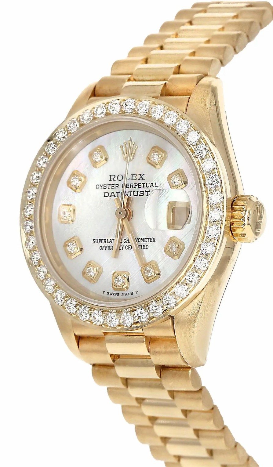 Jewelry-Accessories * | Rolex Presidential Diamond Dial And Bezel Watch Mother Of Pearl