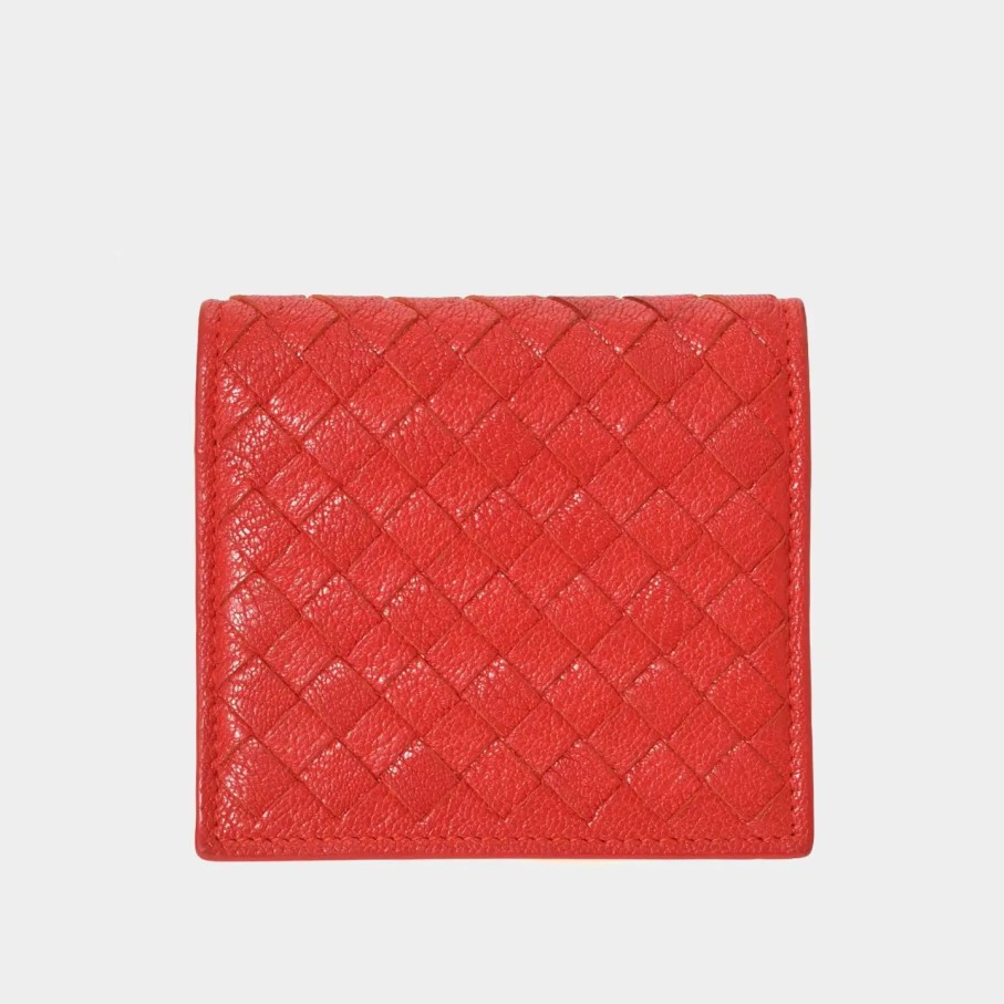 Handbags * | Bottega Veneta Intrecciato Card Case Red