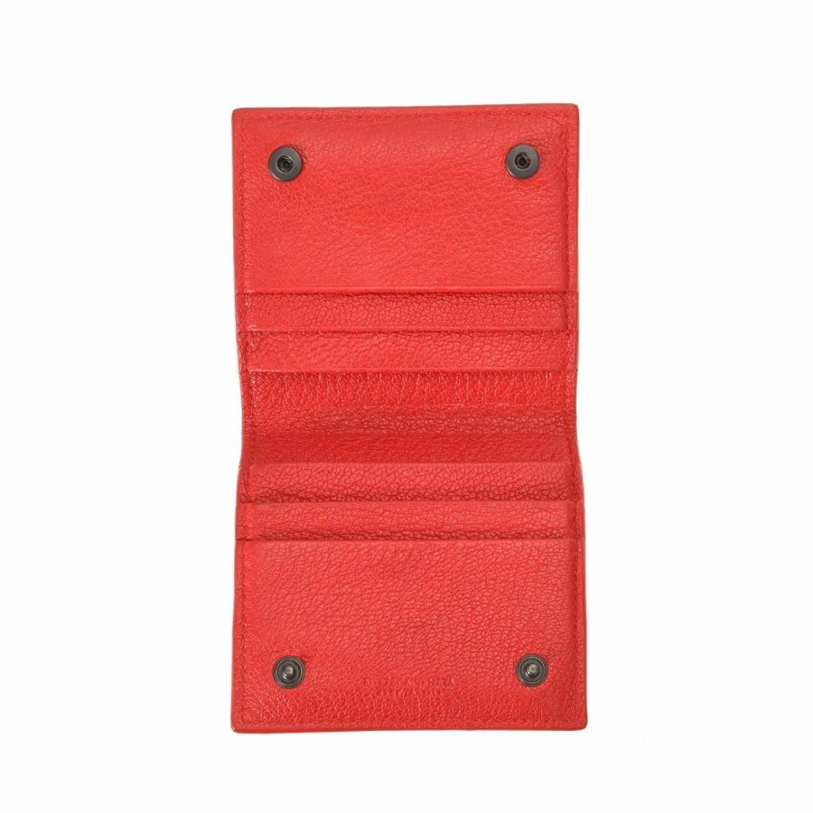 Handbags * | Bottega Veneta Intrecciato Card Case Red