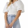 Clothing * | Endless Rose Smocked Waist Top White