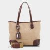 Handbags * | Prada Two-Way Jacquard Tote Bag Beige