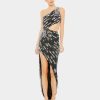 Clothing * | Mac Duggal Beaded One Shoulder Cut Out Gown