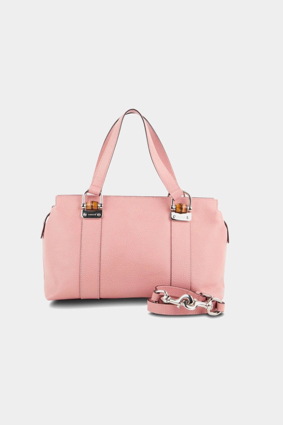 Handbags * | Gucci Bamboo Two-Way Tote Bag Pink