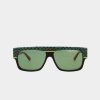 Jewelry-Accessories * | Gucci Snakeskin Top Sunglasses Black Black Green