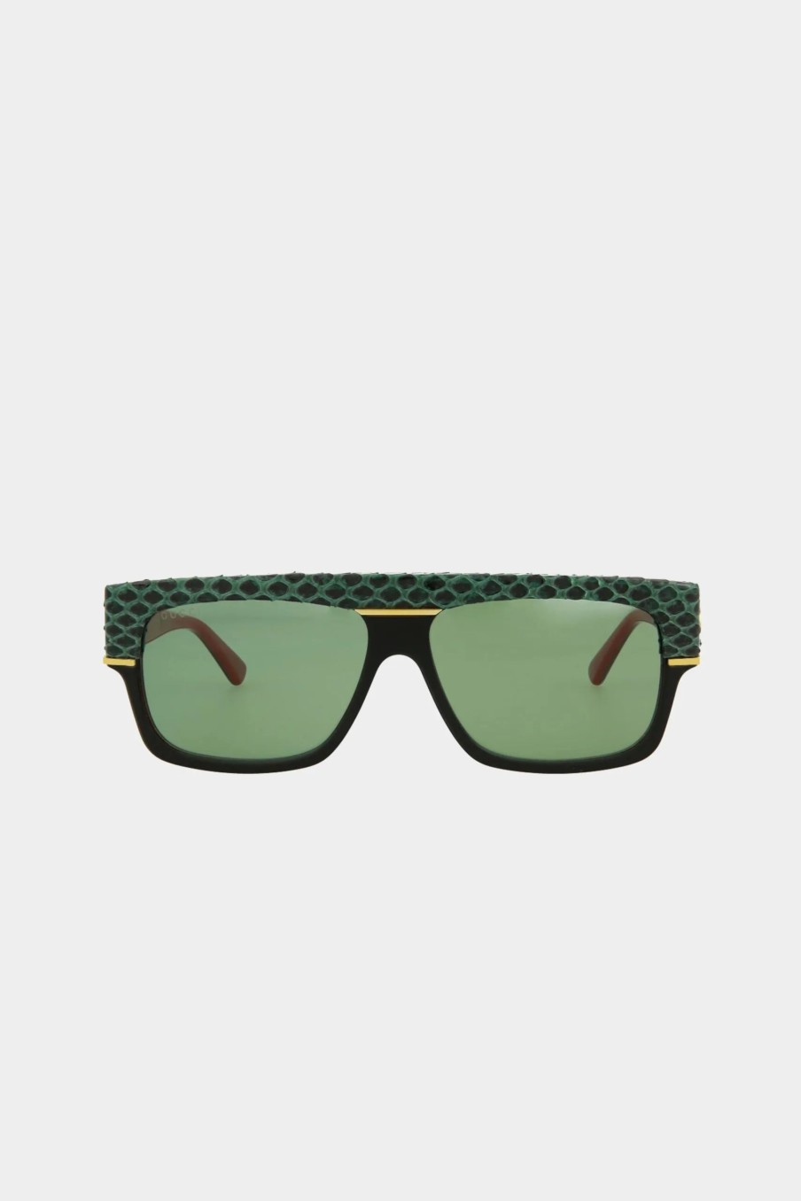 Jewelry-Accessories * | Gucci Snakeskin Top Sunglasses Black Black Green