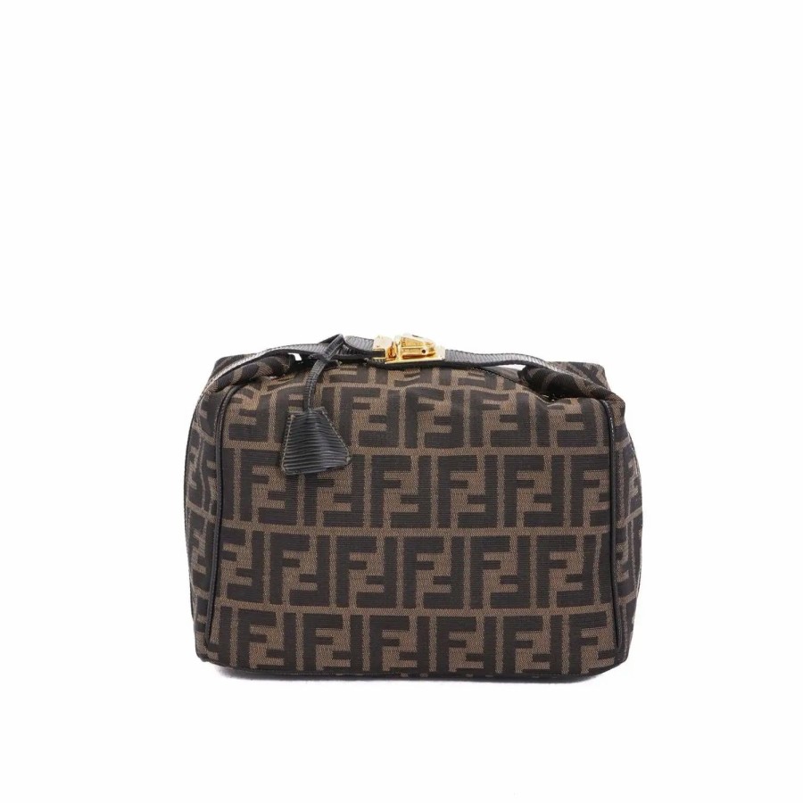 Handbags * | Fendi Zucca Vanity Bag Brown