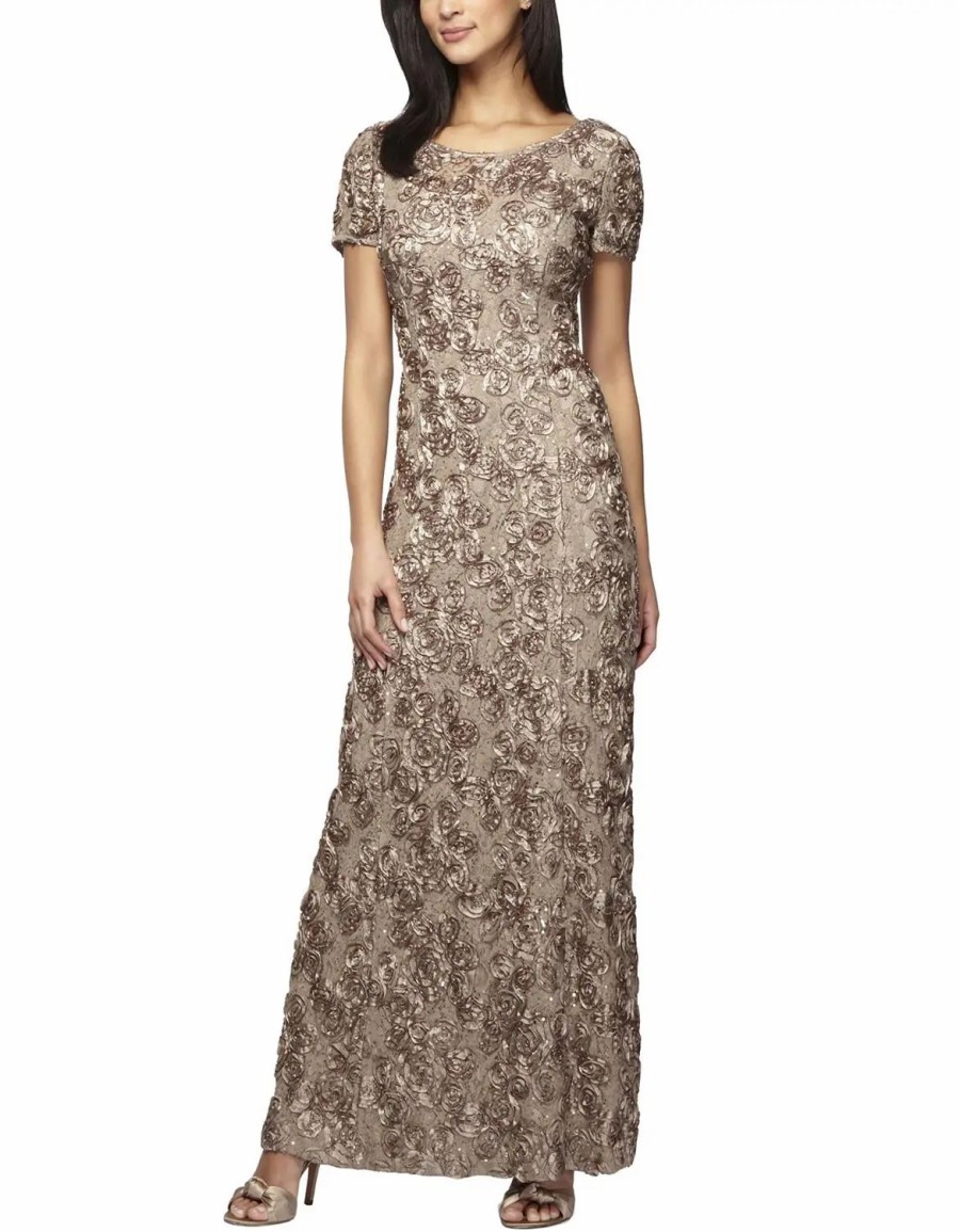 Clothing * | Alex Evenings Petite A-Line Dress Champagne