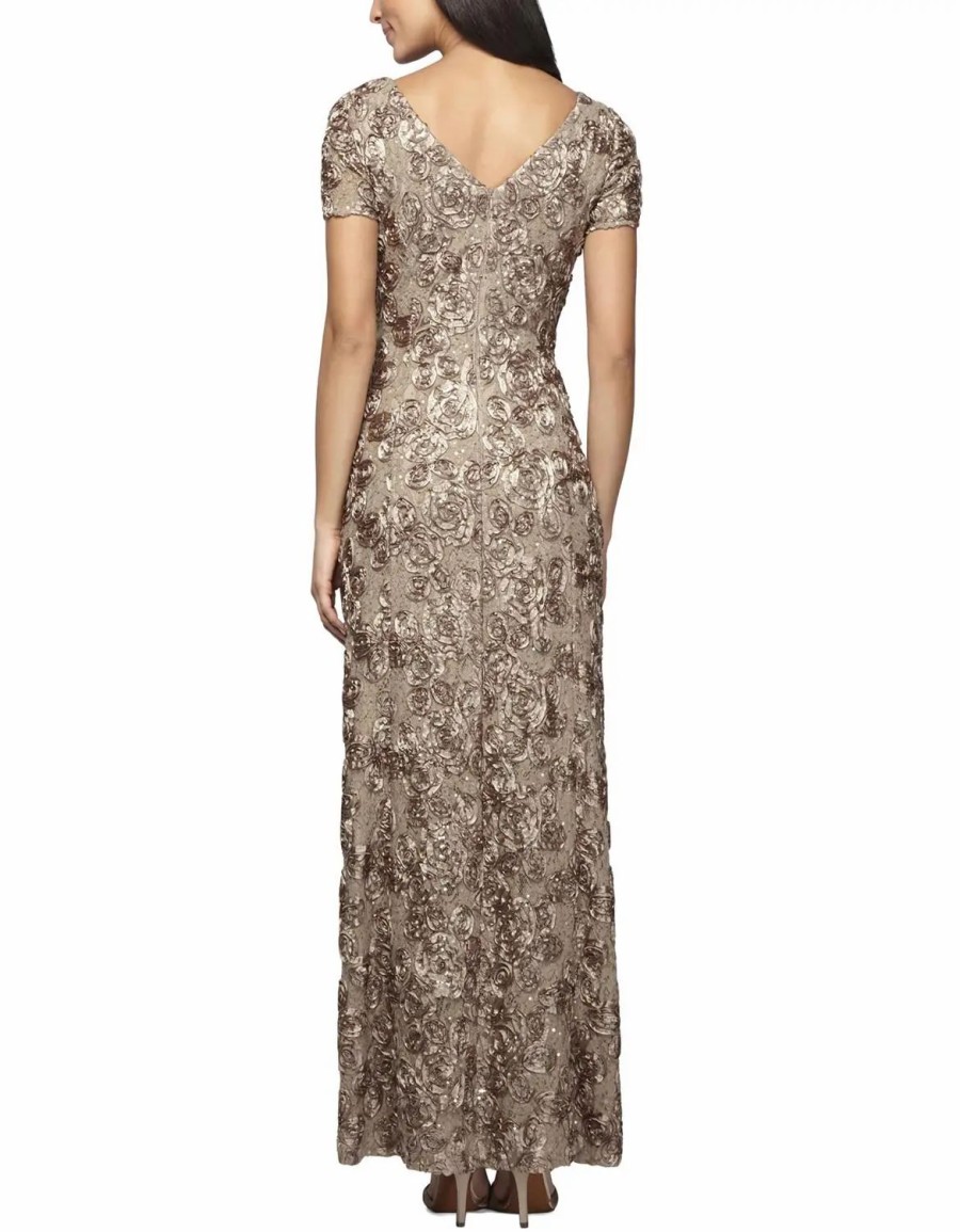 Clothing * | Alex Evenings Petite A-Line Dress Champagne