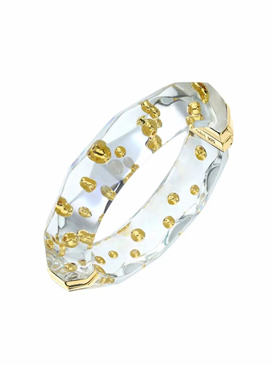 Jewelry-Accessories * | Honey Bead Faceted Bangle Bracelet Gold