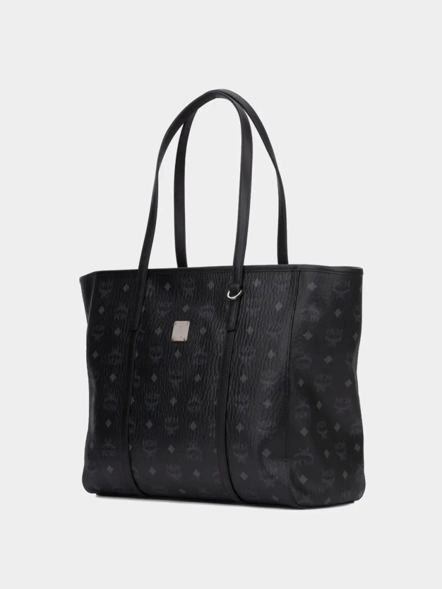 Handbags * | Mcm Visetos Shopping Tote Black