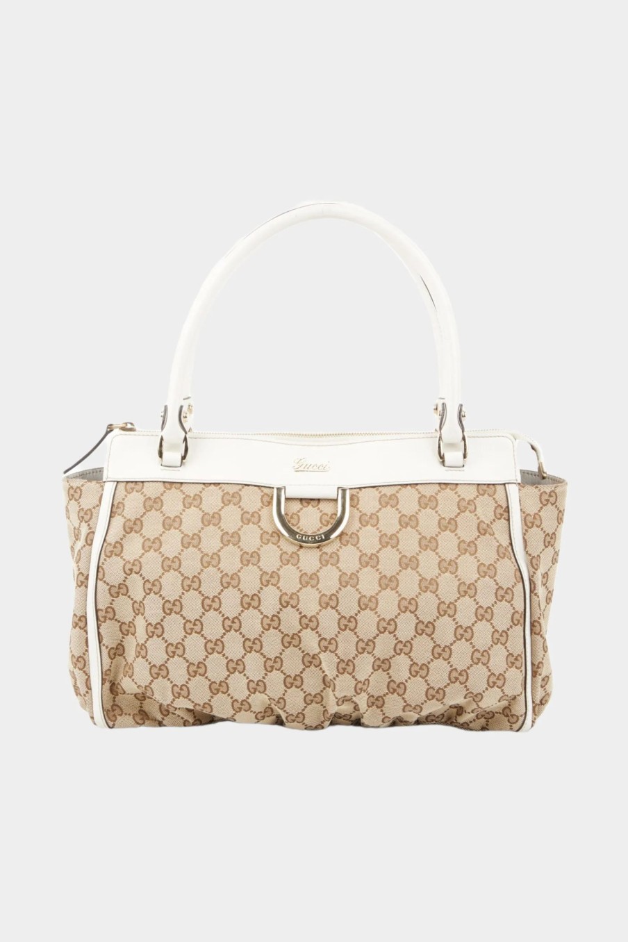 Handbags * | Gucci D-Gold Gg Canvas Tote Bag Brown