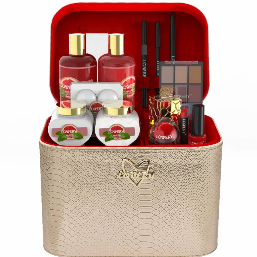 Beauty * | Lovery Pink Grapefruit Deluxe Spa And Makeup 30-Piece Set