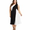 Clothing * | Karen Kane Sleeveless Colorblock Dress Black White