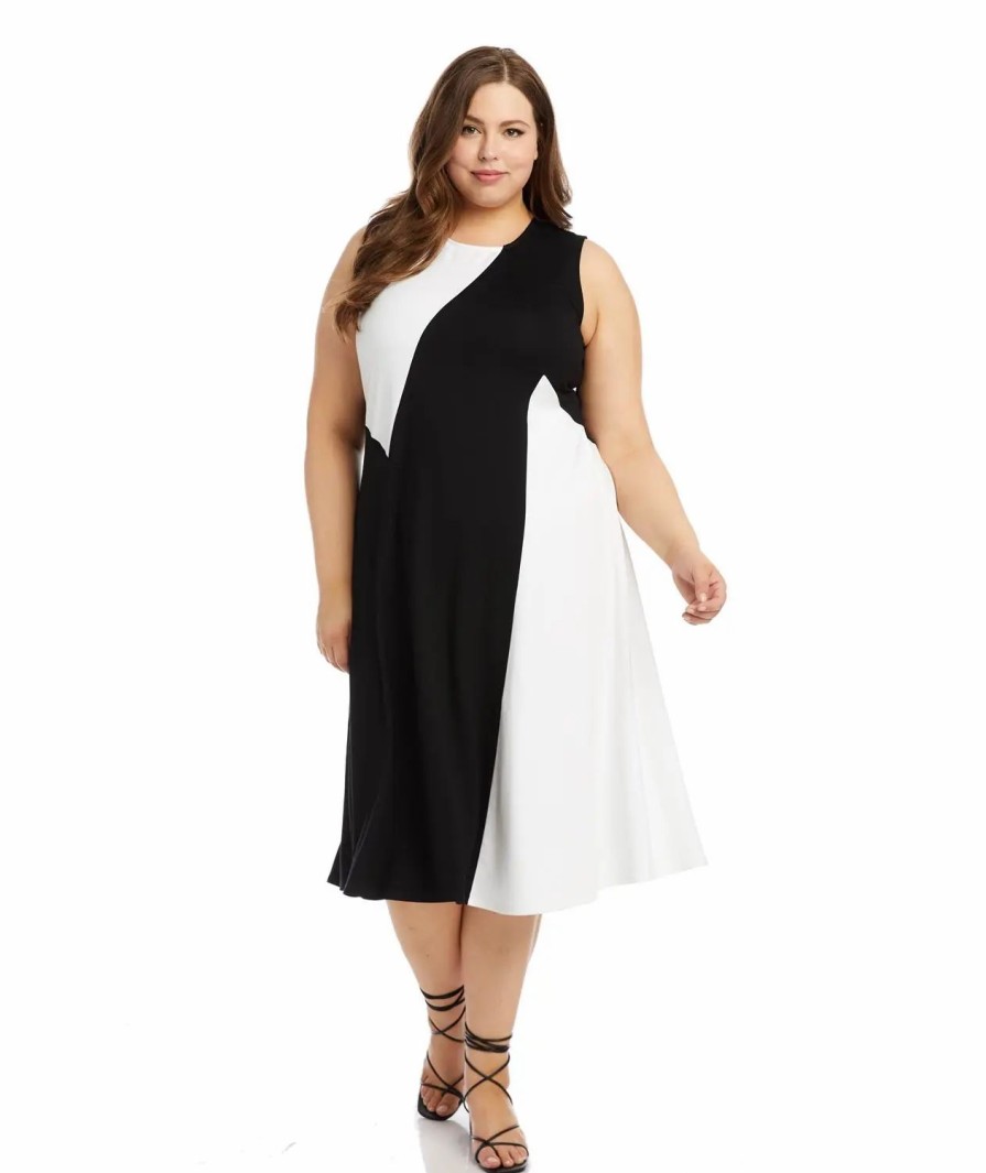 Clothing * | Karen Kane Sleeveless Colorblock Dress Black White