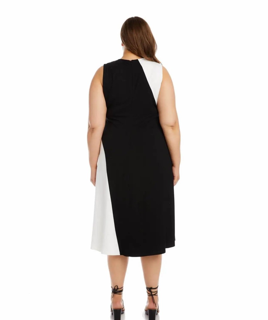 Clothing * | Karen Kane Sleeveless Colorblock Dress Black White