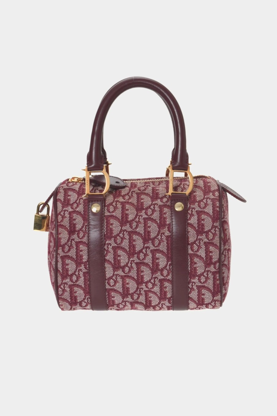 Handbags * | Dior Mini Trotter Boston Handbag Bordeaux