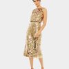 Clothing * | Mac Duggal Sleeveless Midi Dress Gold Amethyst