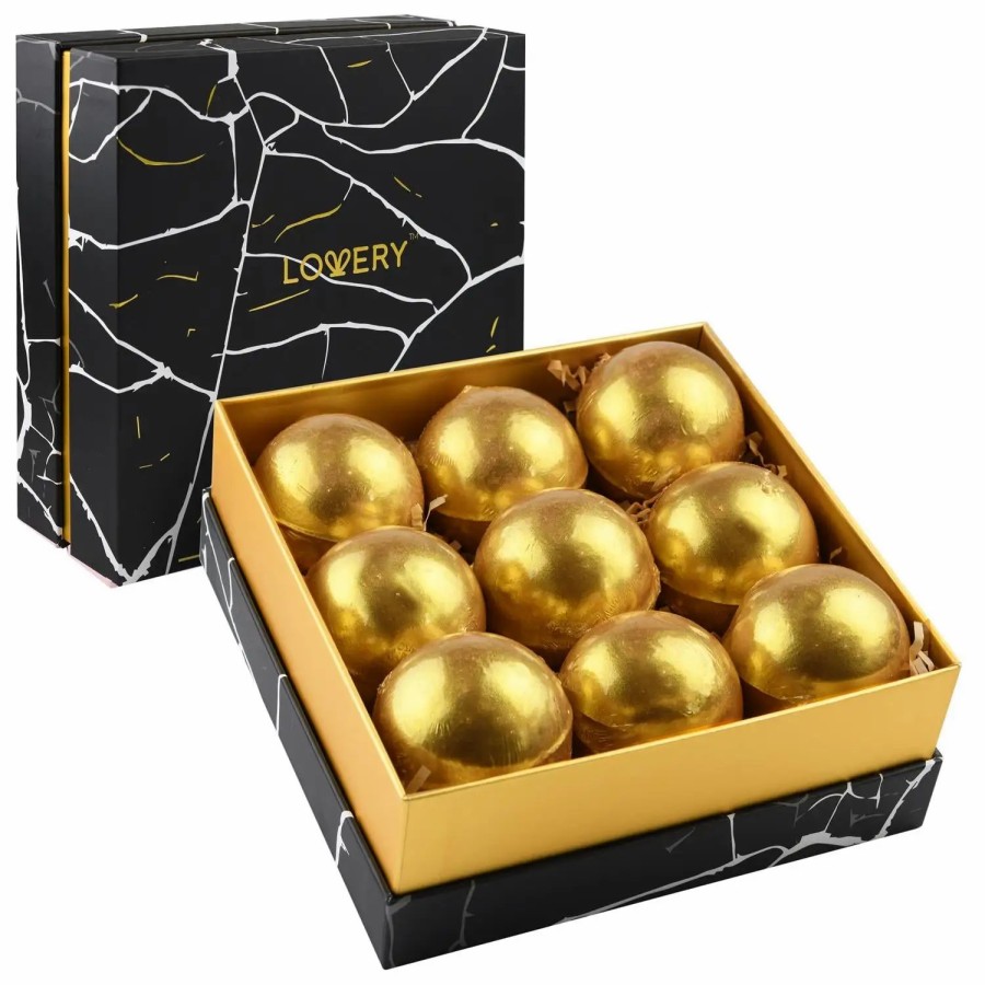 Beauty * | Lovery 24K Handmade Bath Bombs Gift Box 9-Piece Set Gold