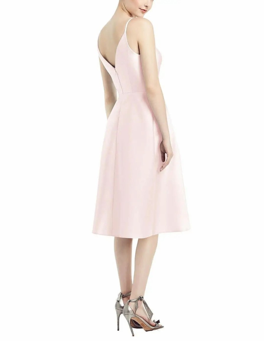 Clothing * | Alfred Sung Draped Faux Wrap Cocktail Dress With Pockets