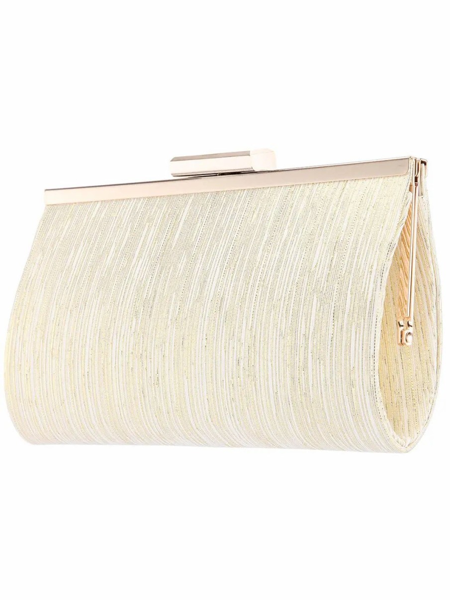 Handbags * | Nina Winslet Metallic Patterned Frame Clutch