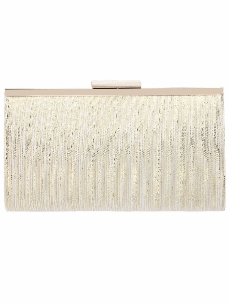 Handbags * | Nina Winslet Metallic Patterned Frame Clutch