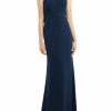 Clothing * | Dessy Collection Draped Backless Crepe Dress With Pockets Midnight