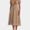 Clothing * | Astr Floral Midi Peasant Dress Brown Floral