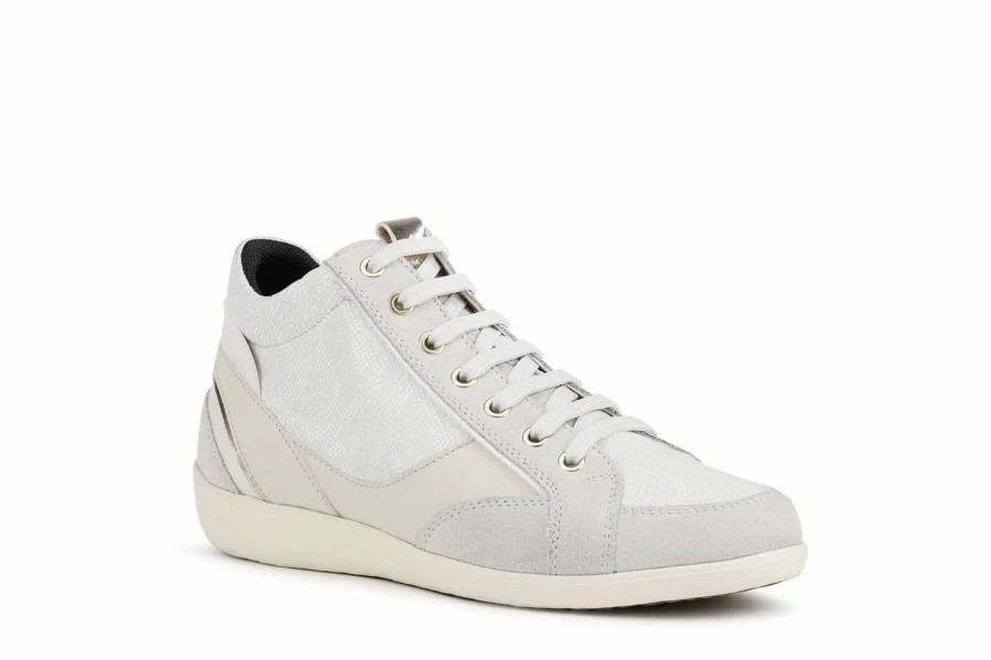 Shoes * | Geox High Top Sneaker Off White