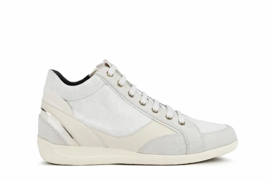 Shoes * | Geox High Top Sneaker Off White