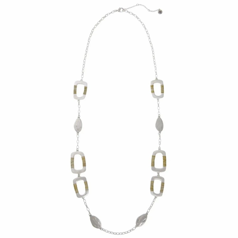 Jewelry-Accessories * | The Sak Square Cast Long Necklace Two Tone