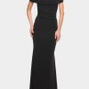 Clothing * | La Femme Beaded Long Jersey Off The Shoulder Gown Black