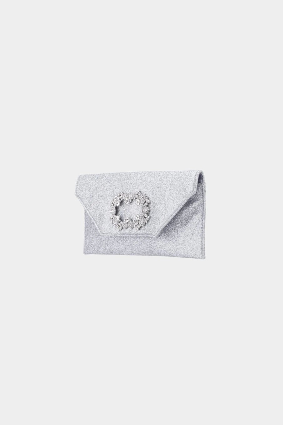 Handbags * | Nina Crystal Buckle Envelope Clutch Silver