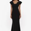 Clothing * | Betsy & Adam Petite Long Off The Shoulder Scuba Crepe Ruffle Black