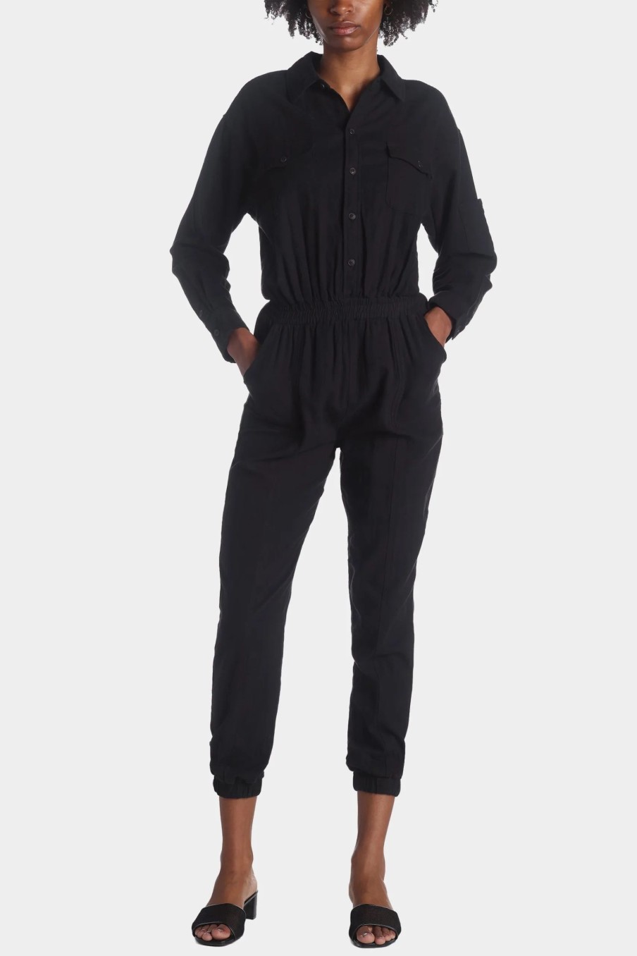 Clothing * | Vintage Havana Heavy Twill Gauze Jumpsuit Washed Black