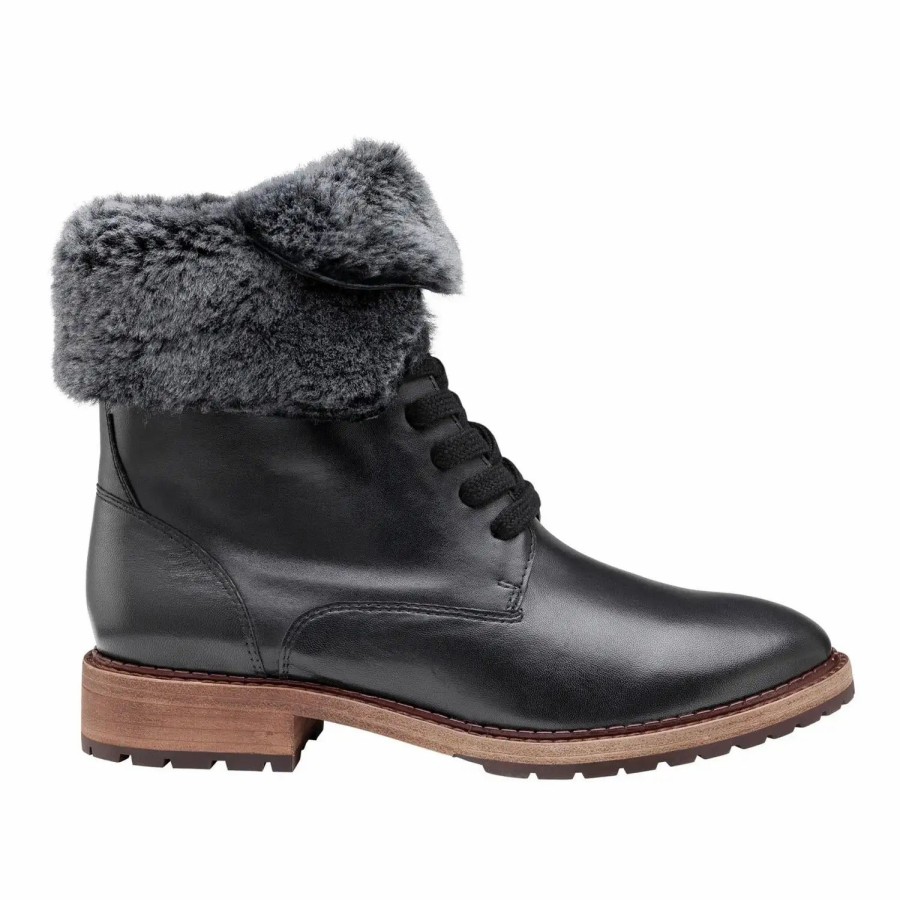 Shoes * | Johnston & Murphy Julie Shearling Lace-Up Boot Black Glove/Shearling