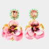 Jewelry-Accessories * | The Reef Hand-Painted Velvet Crystal Pansy Earrings Pink