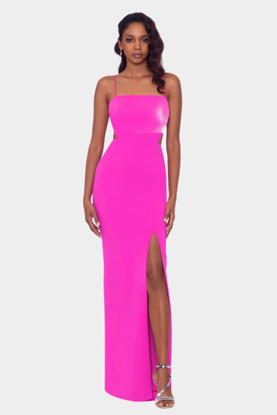 Clothing * | Xscape Scuba Crepe Cut Outs Gown Fushia