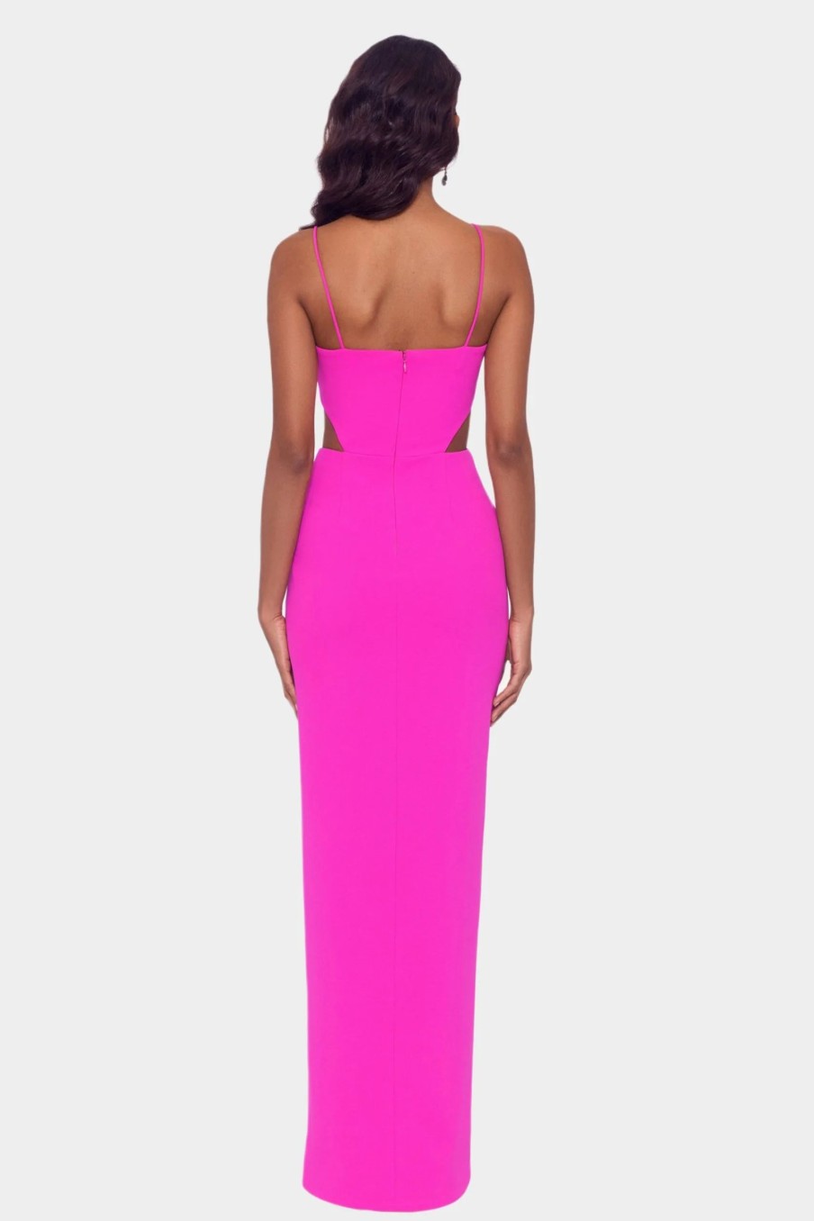 Clothing * | Xscape Scuba Crepe Cut Outs Gown Fushia