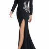 Clothing * | Ieena For Mac Duggal Long Sleeve Jersey Gown Black