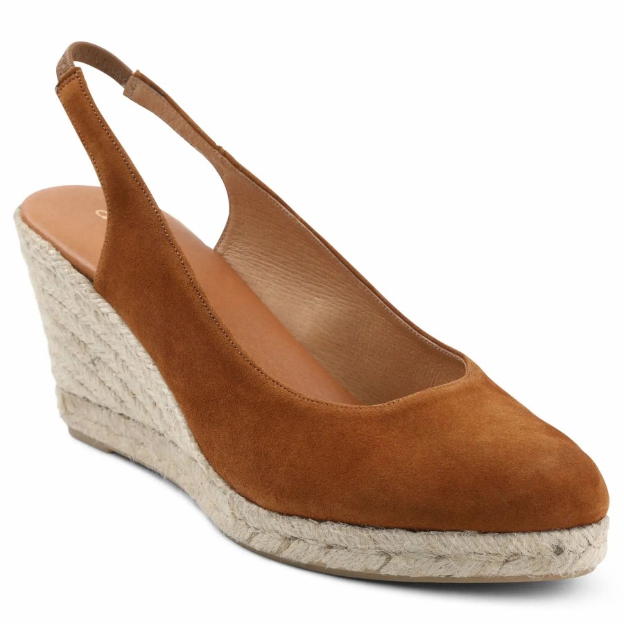 Shoes * | Andre Assous Raisa Wedges Cognac Suede