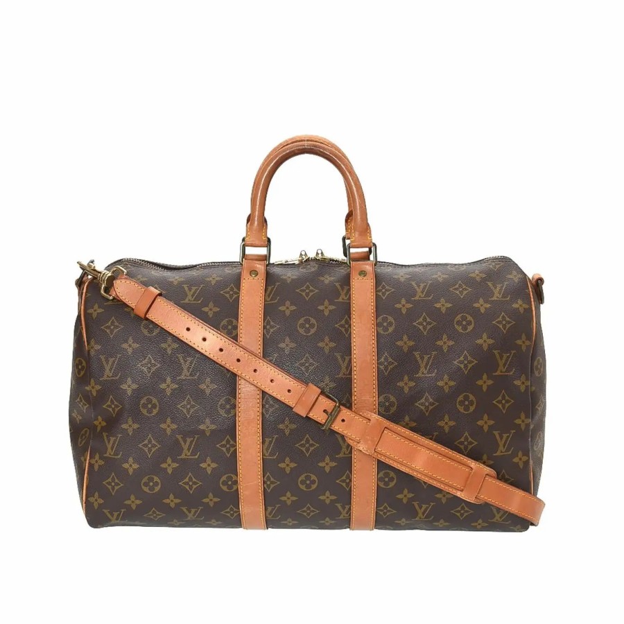 Handbags * | Louis Vuitton Keepall 45 Bandouliere Tote Bag Brown