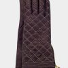 Jewelry-Accessories * | Portolano Quilted Leather Gloves Black/Gold