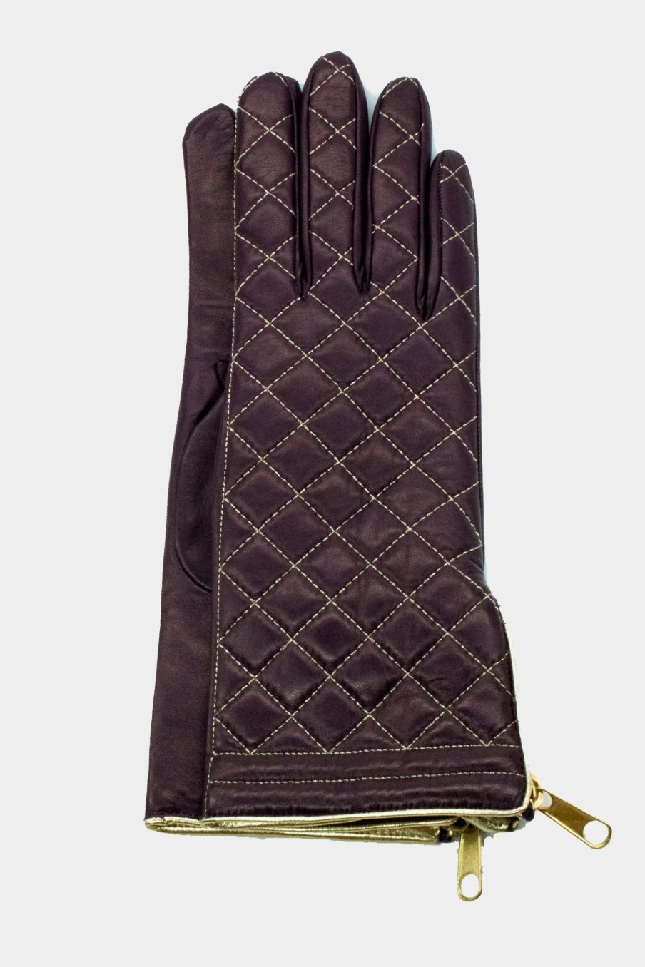 Jewelry-Accessories * | Portolano Quilted Leather Gloves Black/Gold