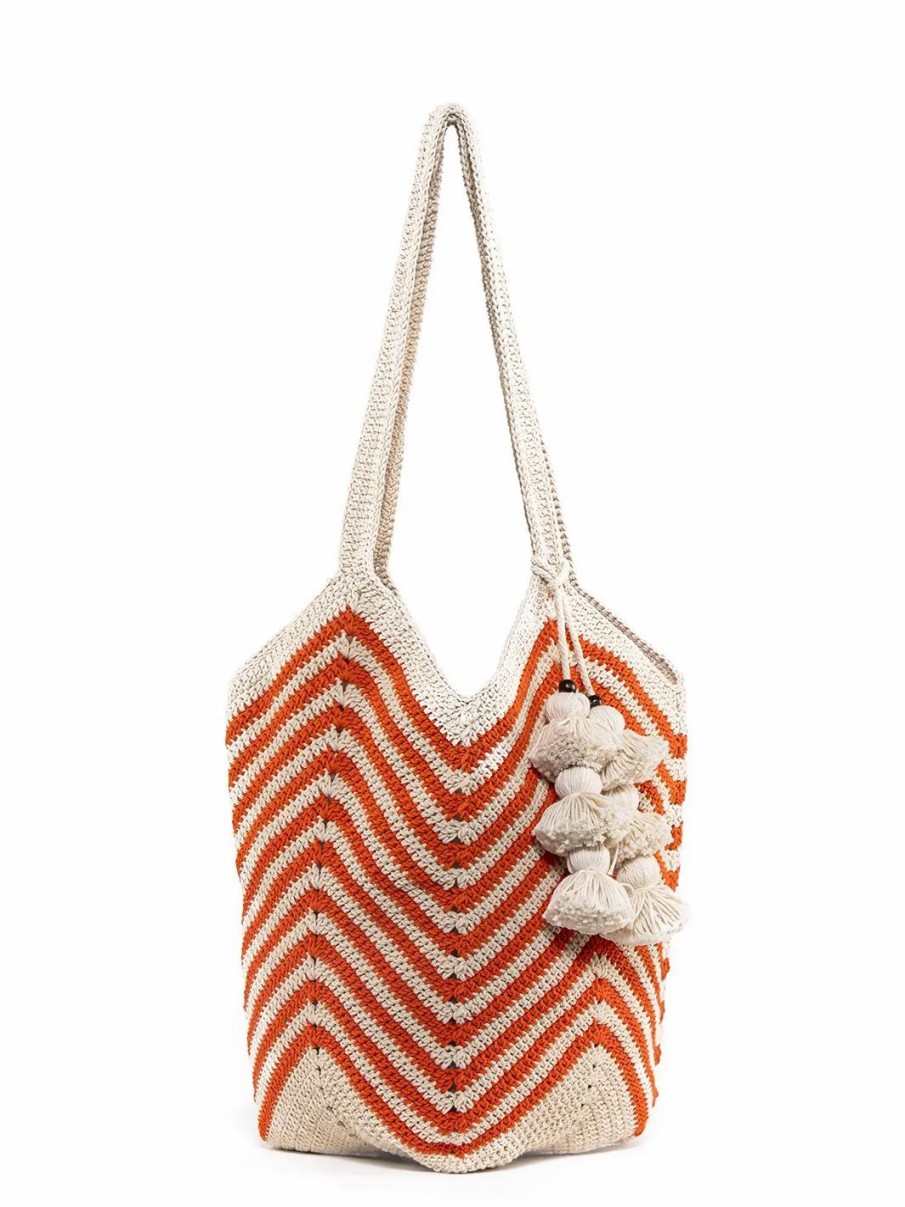 Handbags * | Jadetribe Maya Organic Tassel Crochet Bag Orange