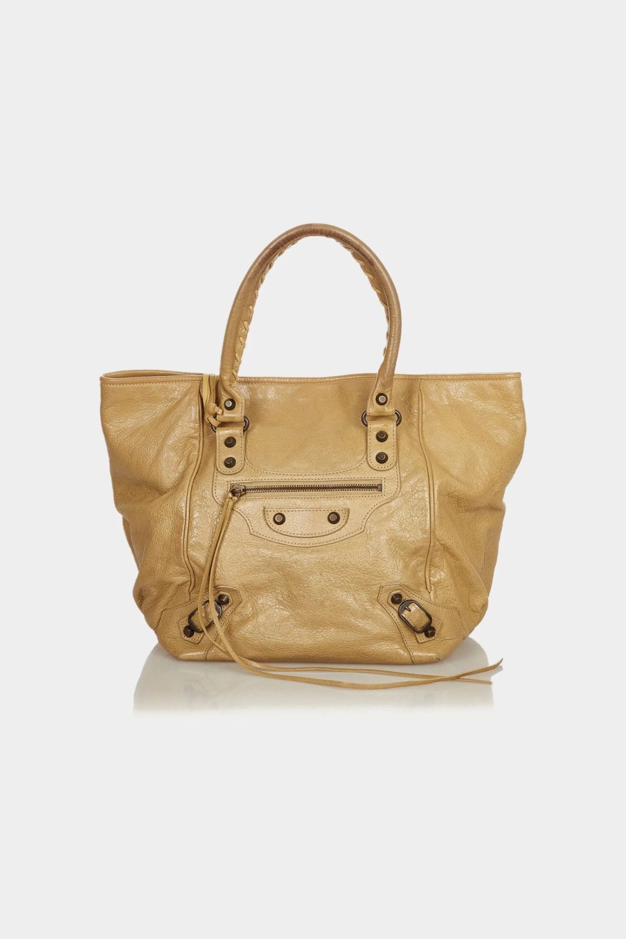 Handbags * | Balenciaga Motocross Classic Sunday Tote Bag Beige