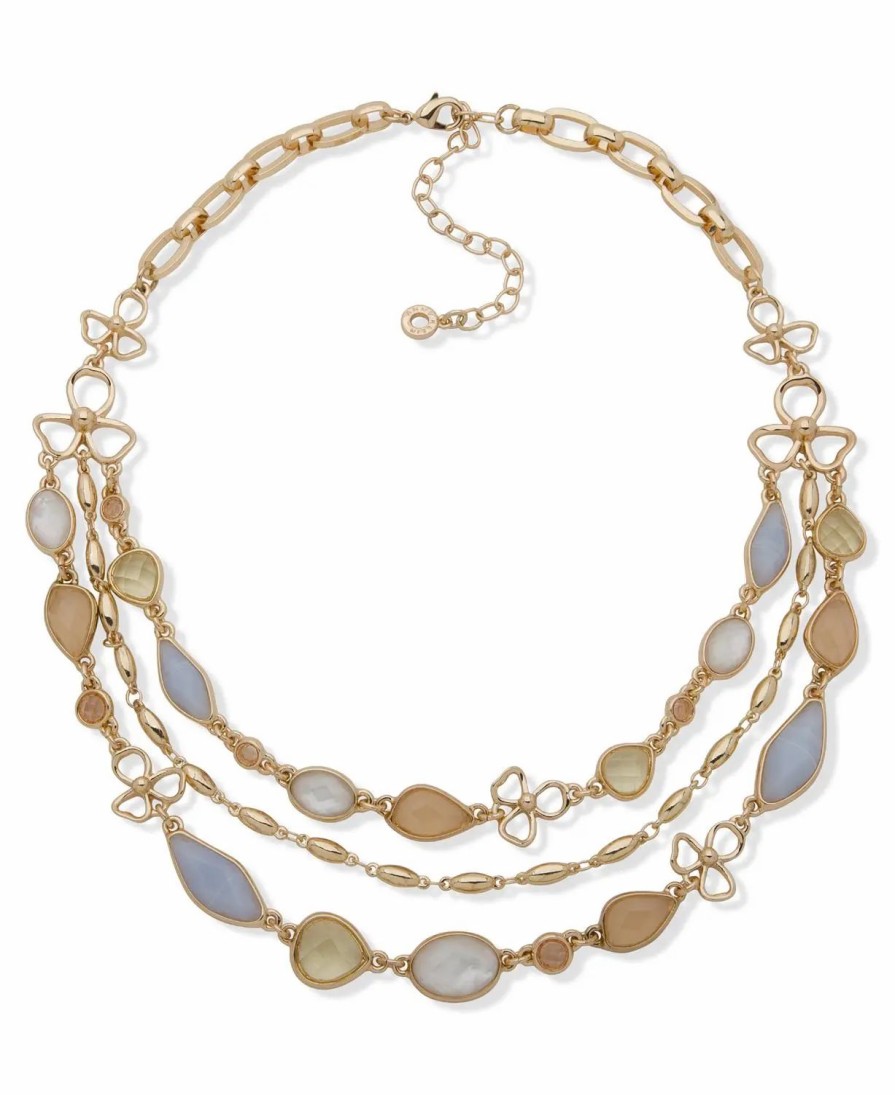 Jewelry-Accessories * | Anne Klein Layered Flower Necklace Multi