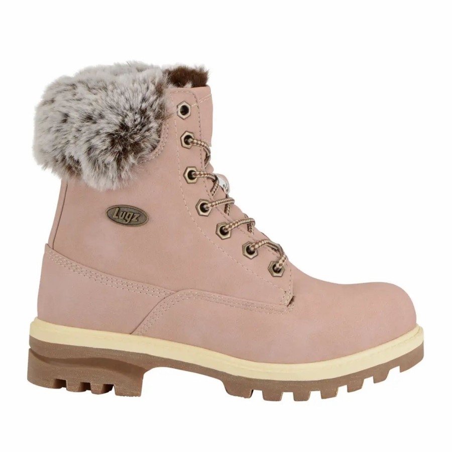 Shoes * | Lugz Empire Lace Up Fur Boot Soft Pink/Bone/Gum