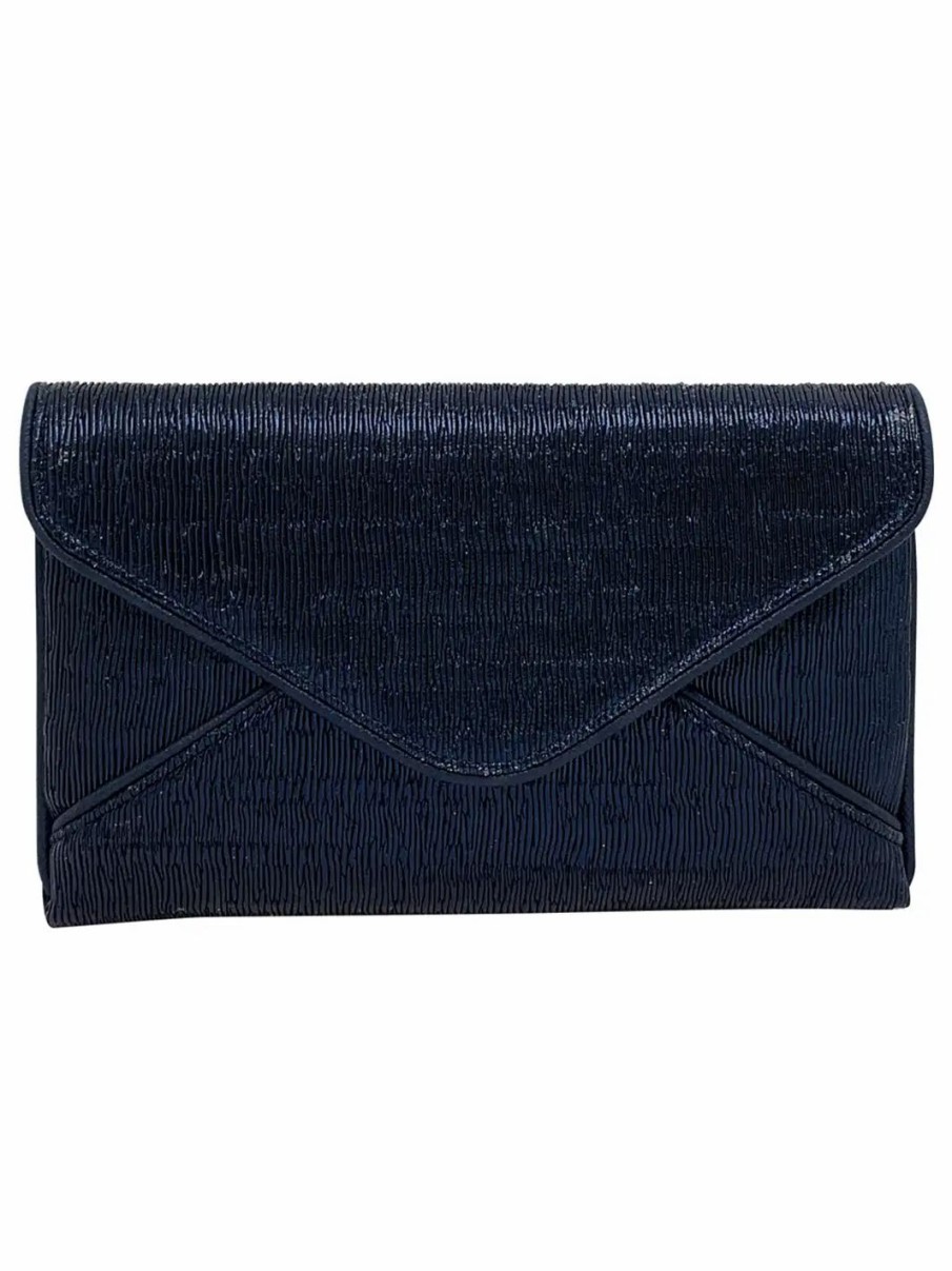 Handbags * | La Regale Kinsley Mini Pleated Envelope Clutch Navy