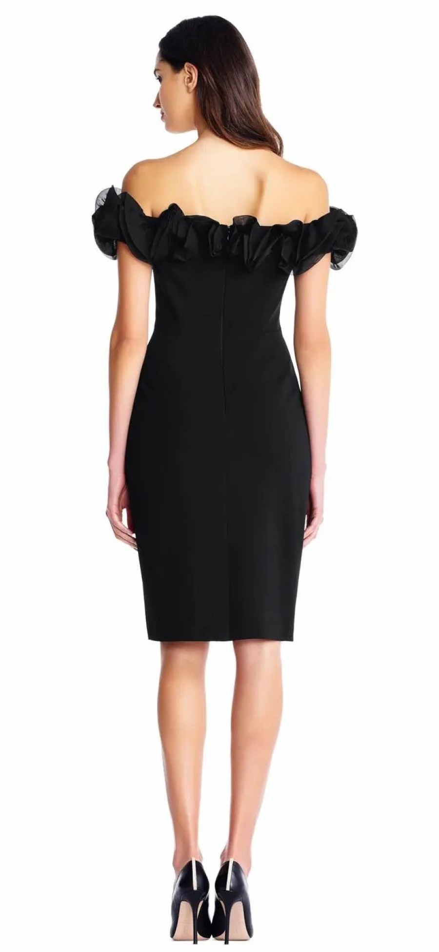 Clothing * | Aidan Mattox Off The Shoulder Short Dress Black